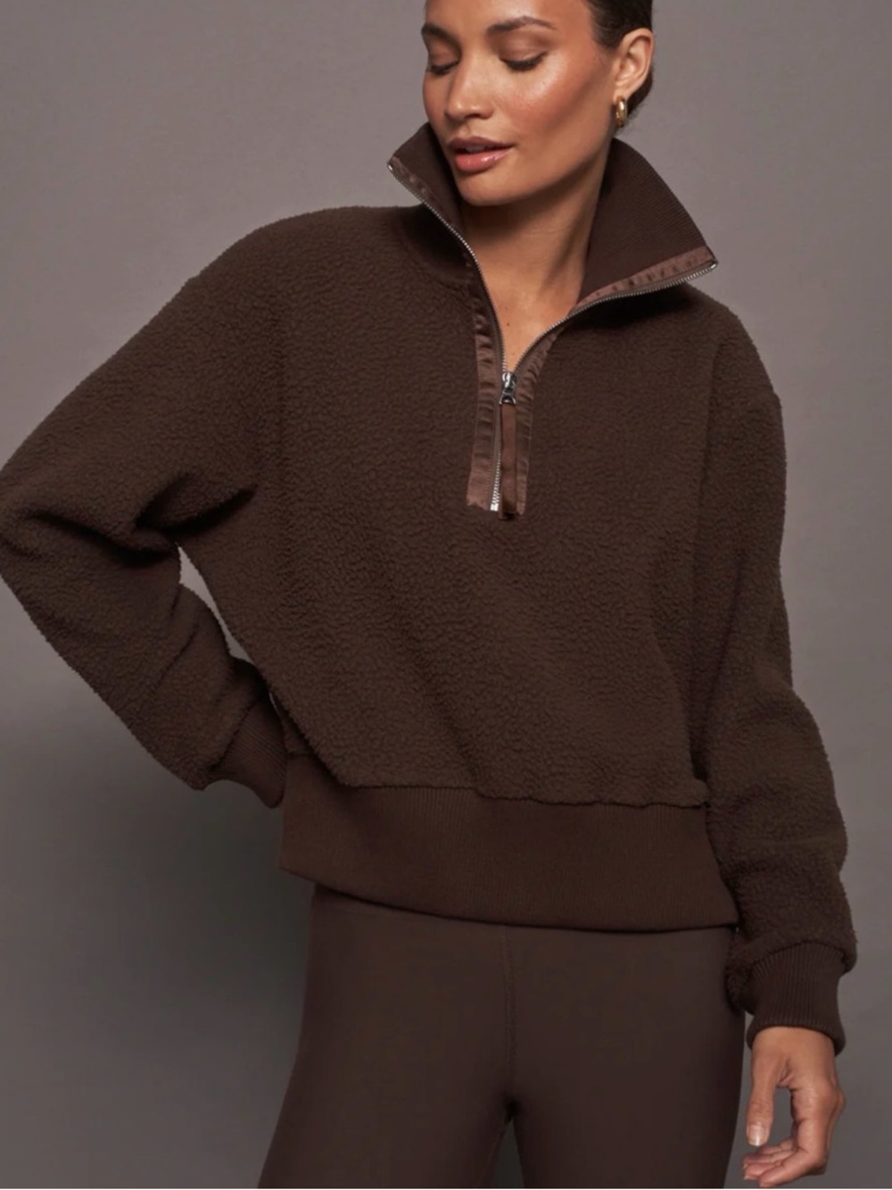 Varley Roselle Half Zip Fleece - Dark Truffle-